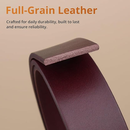 Buffway Men’s Full Grain Leather Belt – Solid One-Piece Leather, 1.5” Wide for Jeans & Business Casual, Gift Box Included