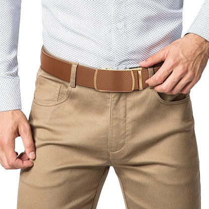DOOPAI Belt Men, Ratchet Dress Adjustable 1 3/8" Sliding Leather Designer, Size Length Can be Cut, with Gift Box