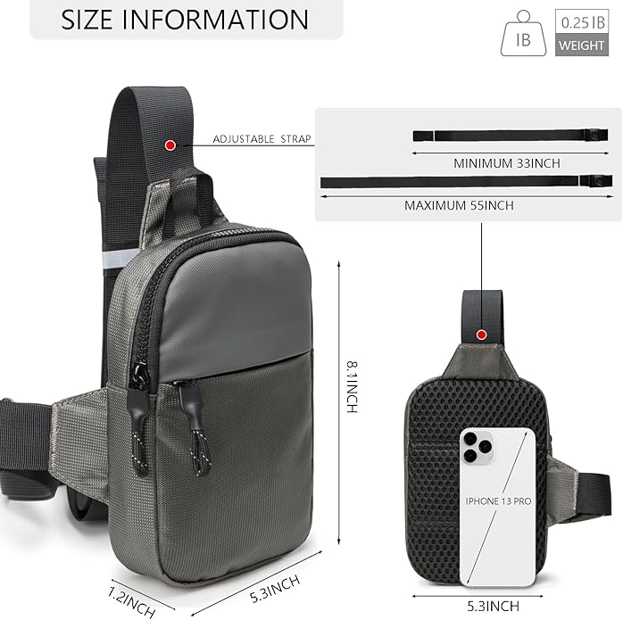higouta Mini Sling Bag for Men Women, Small Crossbody Casual Utility Chest Phone Bag for Travel Workout