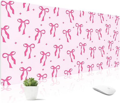 Mouse Pad Leather Desk Mat Large Keyboard Cute Office Desktop Computer Laptop XXL Long Big Aesthetic Modern Design Women Girls Gaming Gamer Oversized Wide Mousepad 31.5"x15.7", Bowtie