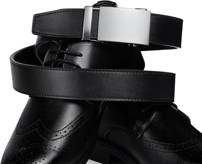 Founders & C Ratchet Belts for Men-Black/Brown Belt Leather 1 3/8" for Casual Dress-Micro Adjustable Belt