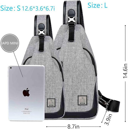 Small Sling Bag Crossbody Backpack Over the Shoulder Bag for Men Women Travel Outdoors, Lightweight Sling Chest Pack (Large, Grey)