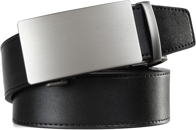 Founders & C Men's Ratchet Belt 1 3/8",Leather Dress Belt Adjustable with Click Sliding Buckle Trim to Exact Fit
