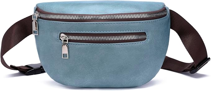 GAEKEAO Fanny Packs Waist Pack for Women Men Vegan Leather Cross body Belt Bag Travel with Adjustable Strap Purist Blue