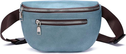 GAEKEAO Fanny Packs Waist Pack for Women Men Vegan Leather Cross body Belt Bag Travel with Adjustable Strap Purist Blue