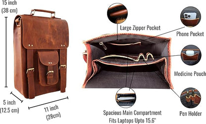 jaald Genuine Leather Messenger Bag Vintage Laptop Crossbody Bag Satchel Man Purse Shoulder Bag for man woman office bag
