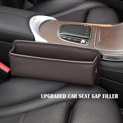 Car Seat Gap Filler 2 Pack Car Gap Filler Seat Organizer Front Seat Leather Car Accessories, Car Essentials for SUV Truck, Adjustable Seat Gap Filler Organizer (Brown，1 Pack)