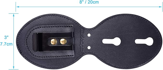 Wisdompro Police Badge Holder, Cowhide Leather Universal Police Badge Holder Pocket Case with Stationary Mn-Steel Belt Clip, Hook and Loop Closure and Stainless Bead Chain Necklace- Oval Shape