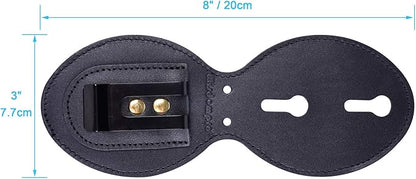 Wisdompro Police Badge Holder, Cowhide Leather Universal Police Badge Holder Pocket Case with Stationary Mn-Steel Belt Clip, Hook and Loop Closure and Stainless Bead Chain Necklace- Oval Shape