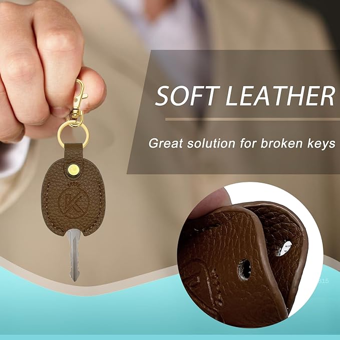 Leather Key Sleeve for Broken Key, Car Key Cover, Key Loop Replacment, Key Fod Protector Keychain for Women/Men
