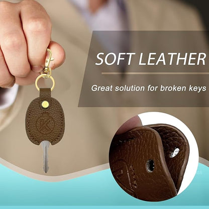 Leather Key Sleeve for Broken Key, Car Key Cover, Key Loop Replacment, Key Fod Protector Keychain for Women/Men