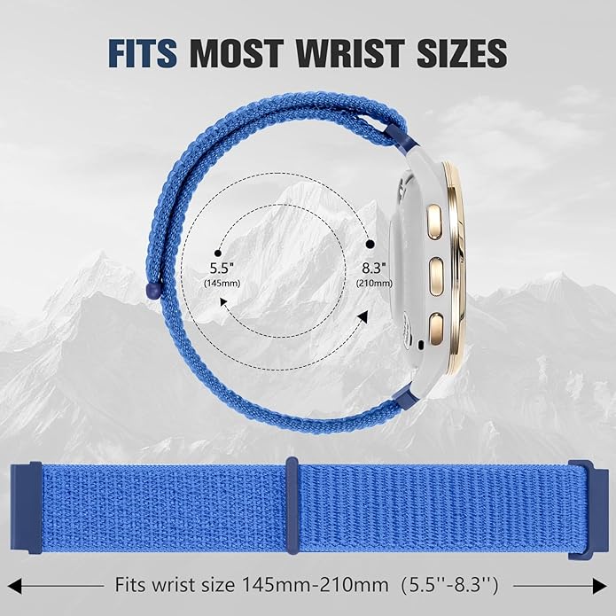 18mm 20mm 22mm Hook and Loop Watch Band Compatible with Garmin Vivoactive 5/ Vivoactive 6/ Vivoactive 3, Soft Nylon Breathable Sport Strap for Venu 2S/ Venu3S/ Forerunner 265s,Venu 3/ Venu 2 Men Women