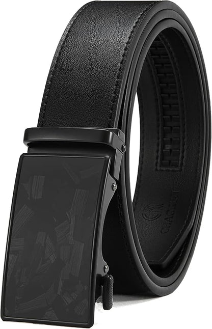 CHAOREN Mens Belt - Mens Ratchet Belt Leather 1 3/8" for Dress Pant - Micro Adjustable Belt Fit Everywhere
