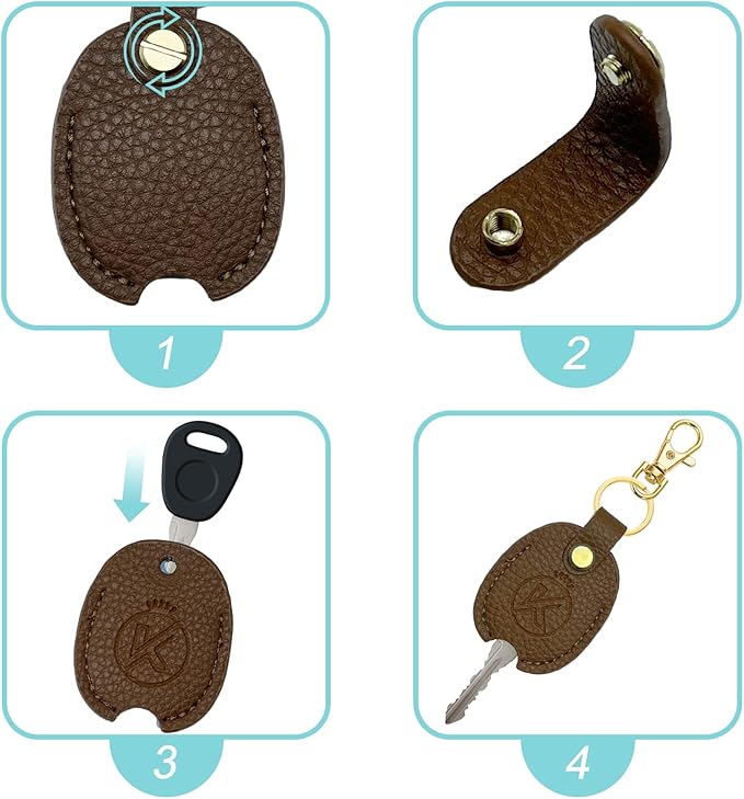 Leather Key Sleeve for Broken Key, Car Key Cover, Key Loop Replacment, Key Fod Protector Keychain for Women/Men