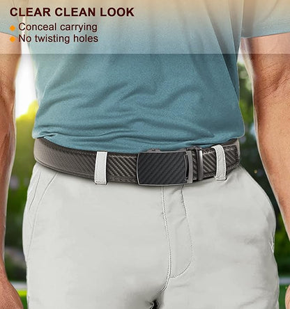 KEMISANT Belt Men, Sliding Ratchet Belt Genuine Leather For Gift Mens Dress Pants Oxfords,Size Adjustable