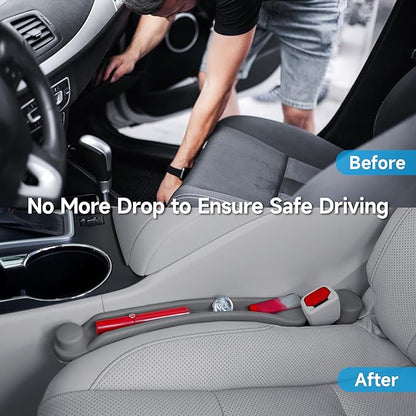 Givifive Car Seat Gap Filler Set of 2, 3IN1 Seat Side Gap Filler Plug with Storage Slot & Hook Function, Soft Foam Universal Fit Car SUV Truck Fill Gap Between Seats Console Organizer（Standard Gray）