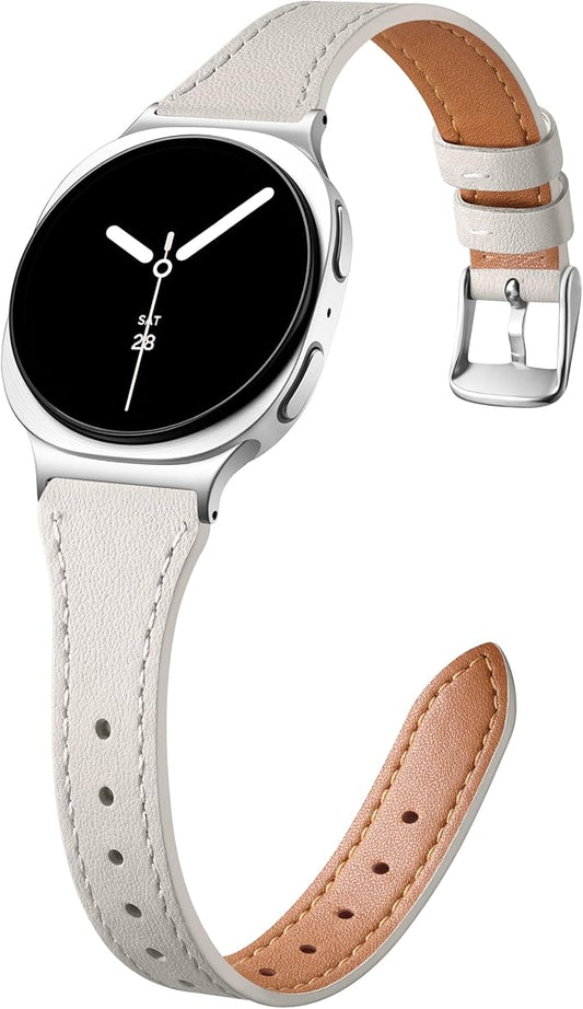 GEAK Slim Leather Band Compatible with Samsung Galaxy Watch 8 40mm 44mm/Watch 8 Classic 46mm, No Gap Adjustable Genuine Leather Replacement Dressy Strap for Samsung Watch 8 Bands Women