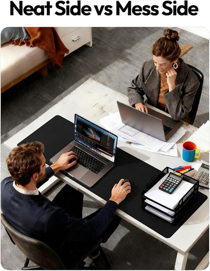 YSAGi Leather Desk Protector, Office Mat, Large Mouse Mat, Non-Slip PU Leather Blotter, Laptop Pad, Waterproof Writing Pad for Office and Home (Black, 47" x 17")