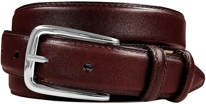 Andrew/Armando - Dress Belt Solid Brass Buckle (Gold & Silver) Genuine Full-Grain Cowhide Leather Belt 1-1/8"(30mm) Wide