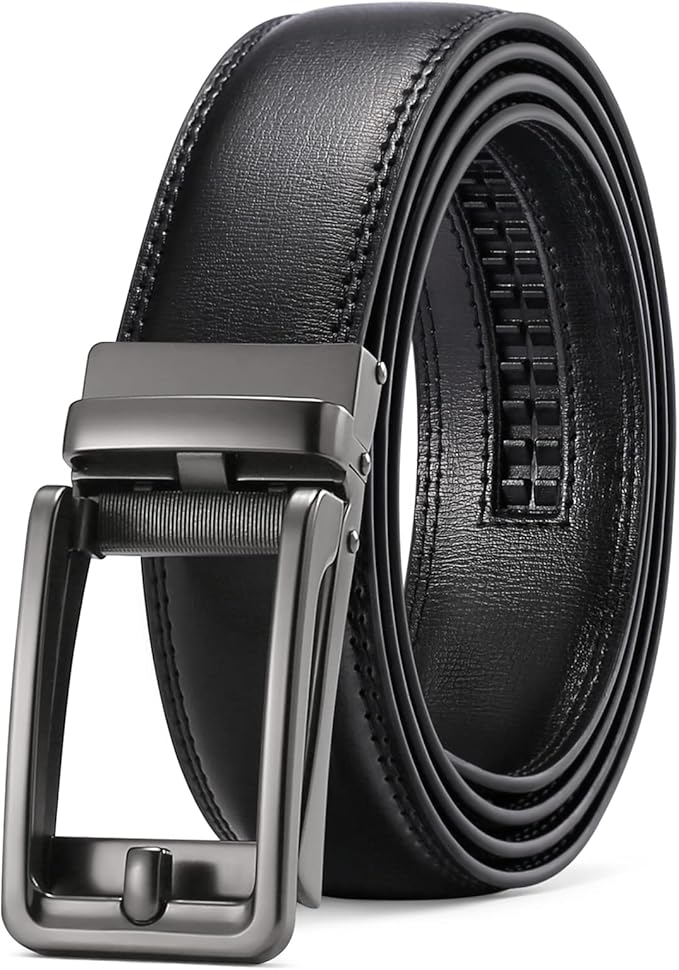 SENDEFN Men's Leather Dress Casual Belt 1 3/8" Automatic Adjustable Click Buckle Belts with Gift Box