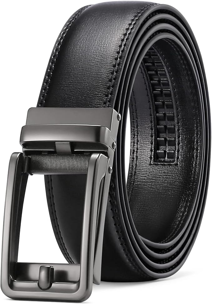 SENDEFN Men's Leather Dress Casual Belt 1 3/8" Automatic Adjustable Click Buckle Belts with Gift Box