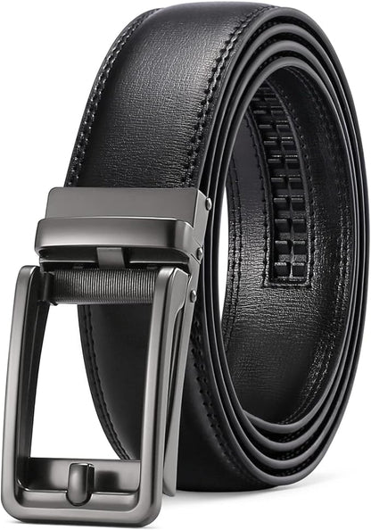 SENDEFN Men's Leather Dress Casual Belt 1 3/8" Automatic Adjustable Click Buckle Belts with Gift Box