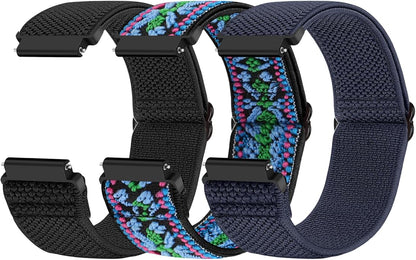 Compatible with 16mm 18mm 19mm 20mm 22mm 24mm Watch Bands Quick Release Replacement Wristband,Adjustable Stretchy Nylon Solo Loop Straps Fabric Braided Sport Elastic Bands for Men Women