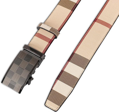 Aurolran Men&Womens Leather Dress Belt Business Automatic Buckle Belt Color-Black Silver Gold