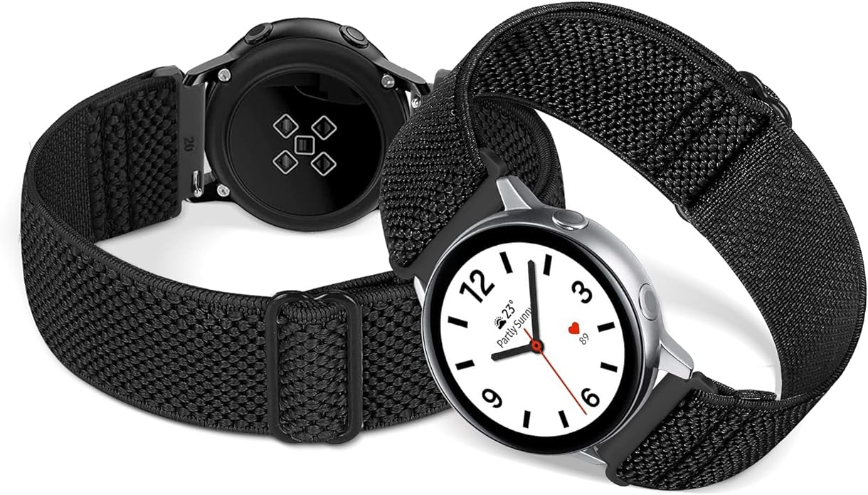 Compatible with 16mm 18mm 19mm 20mm 22mm 24mm Watch Bands Quick Release Replacement Wristband,Adjustable Stretchy Nylon Solo Loop Straps Fabric Braided Sport Elastic Bands for Men Women