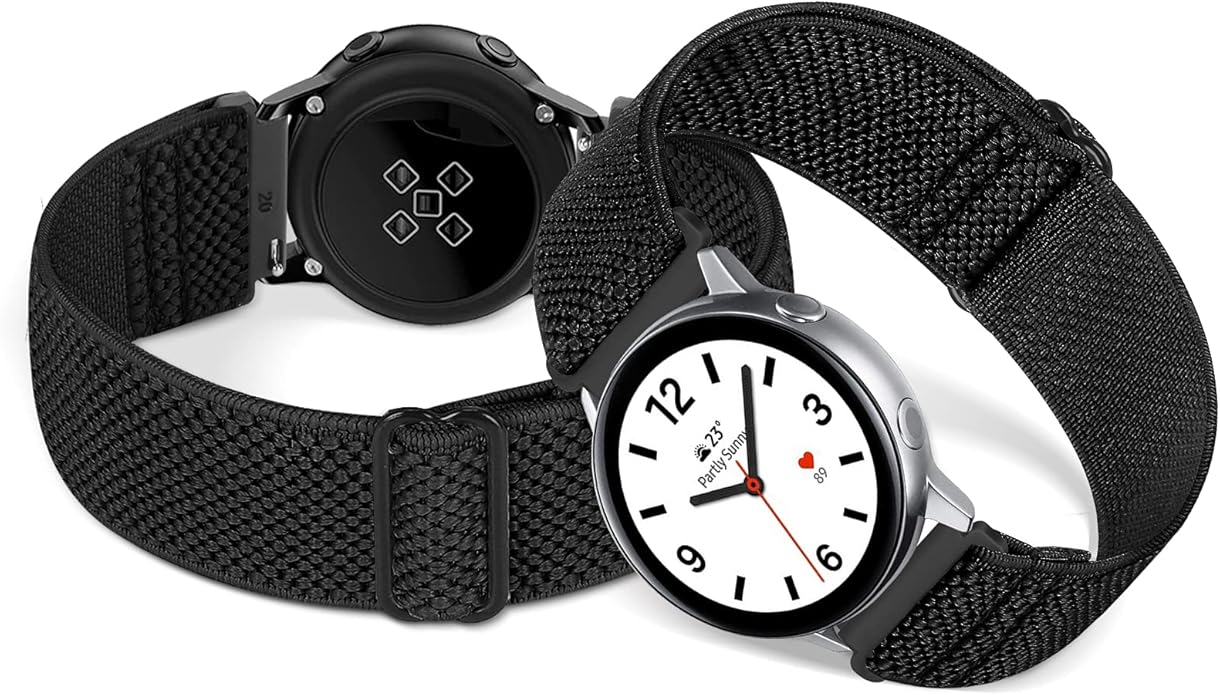 Compatible with 16mm 18mm 19mm 20mm 22mm 24mm Watch Bands Quick Release Replacement Wristband,Adjustable Stretchy Nylon Solo Loop Straps Fabric Braided Sport Elastic Bands for Men Women