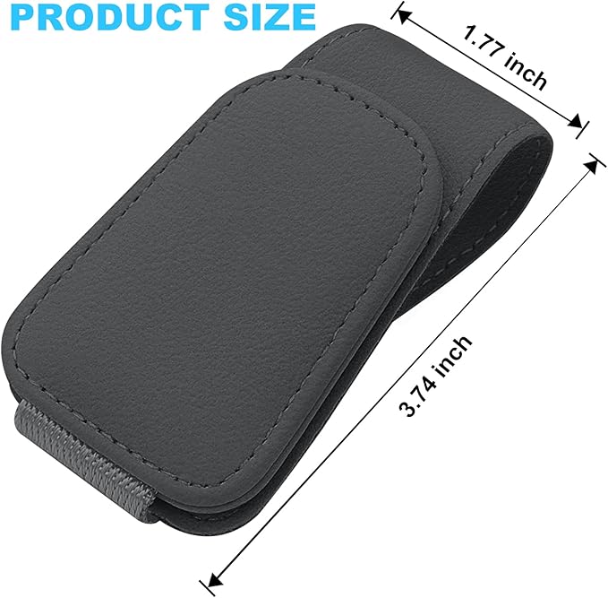 TCJJ Sunglasses Holders for Car Visor,Car Magnetic Glasses Holder Leather Sunglasses Clip and Ticket Card Clip Suitable for Car Interior Visor and Different Size Eyeglasses(Gray)