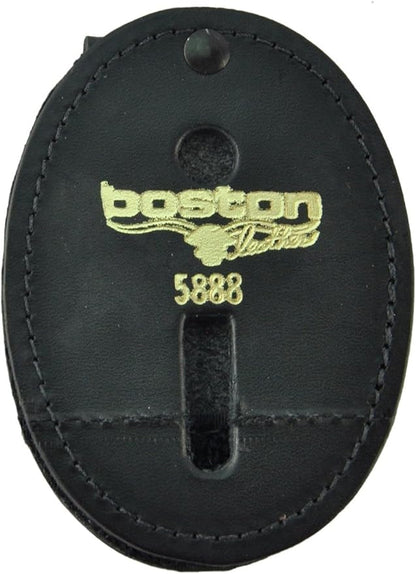 Boston Leather Oval Badge Holder with Swivel Plain Finish with Chain