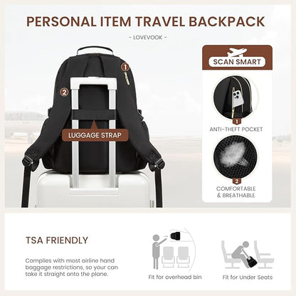 LOVEVOOK Laptop Backpack for Women with Pouch Pocket for Large Capacity Cup,15.6 Inch Teacher Nurse College Work Backpack Purse,Waterproof Laptop Bag Computer Back Pack for Travel, Nude+Wicker pattern