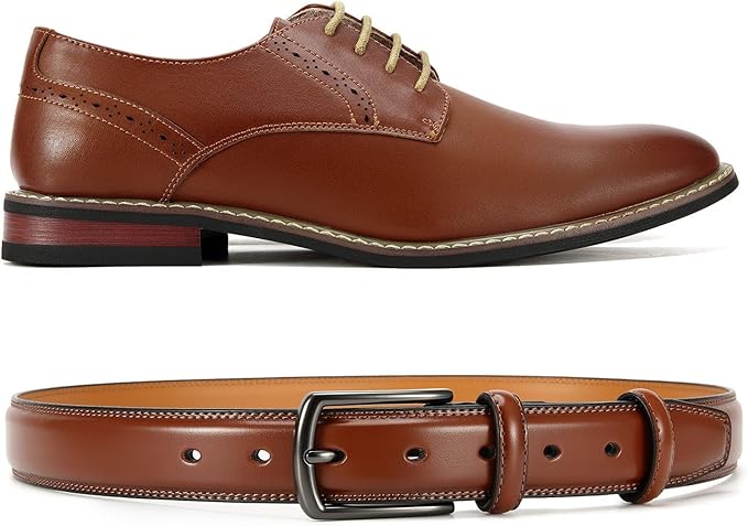 CHAOREN Leather Dress Belt Men 2 Pack - 1 3/8" Mens Belts for Work Business Casual Jeans