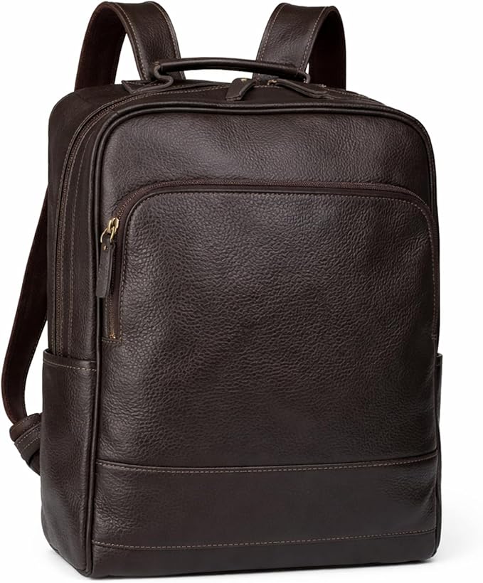 Full-Grain Leather Backpack for Men & Women, 16 Inch Laptop Bag Business Travel Backpack Minimalist Work Bag(8528- Gray)