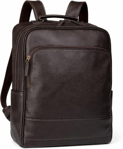 Full-Grain Leather Backpack for Men & Women, 16 Inch Laptop Bag Business Travel Backpack Minimalist Work Bag(8528- Gray)