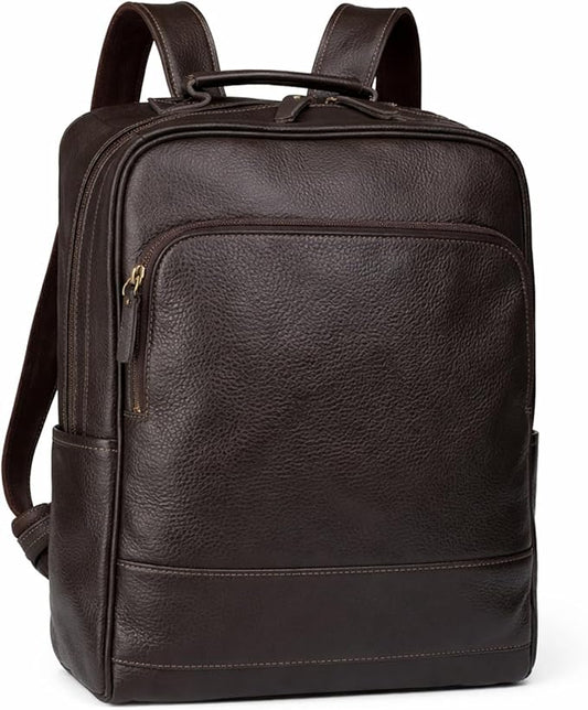 Full-Grain Leather Backpack for Men & Women, 16 Inch Laptop Bag Business Travel Backpack Minimalist Work Bag(8528- Gray)