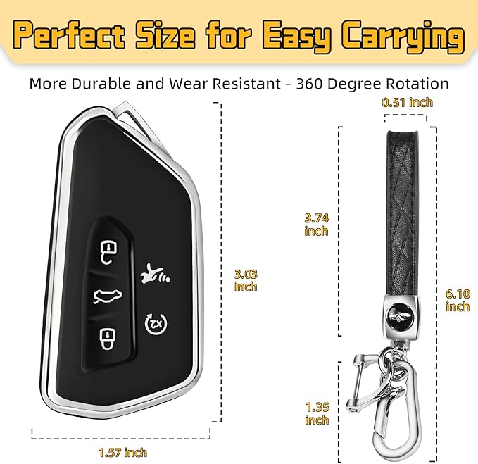 FT FUNTOR Key Fob Cover for Volkswagen,Soft TPU Full Protection Case Compatibale With VW Golf GTI Atlas Skoda Octavia ID3 ID4 MK8 (Black, 5 Buttons)