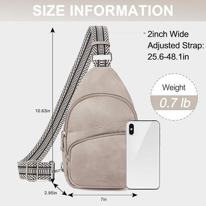 CLUCI Small Sling Bag for Women, Vegan Leather Fanny Pack Crossbody Bags for Women, Chest Bag With Guitar Strap
