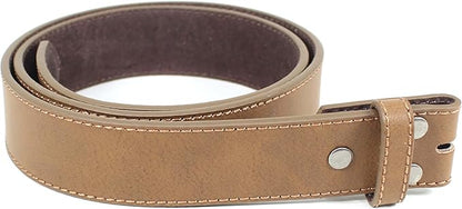 BC Belts Leather Belt Strap with Vintage Distressed Texture 1.5" Wide with Snaps and without Buckle