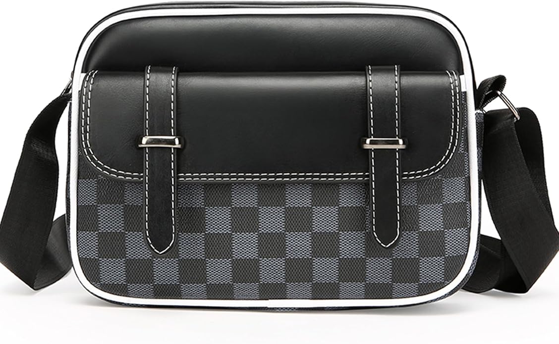Crossbody Bag for Mens, Pu leather Cross Body Purse, Multi Pocket Shoulder Bag Messenger Bag for Travel Work Daily