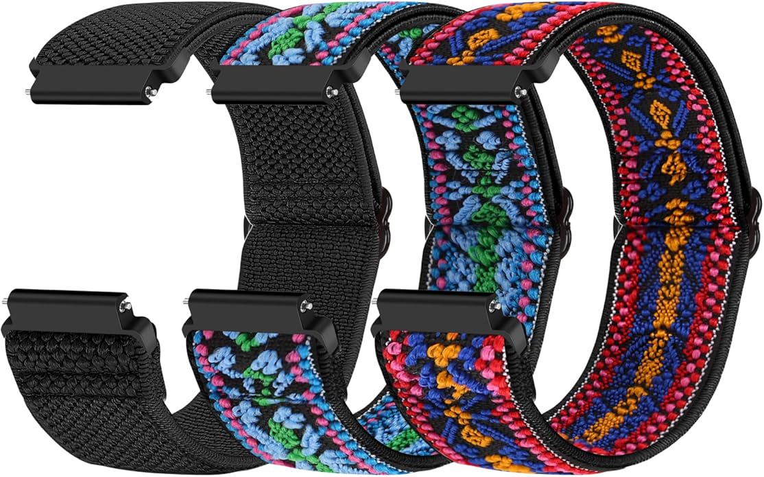 Compatible with 16mm 18mm 19mm 20mm 22mm 24mm Watch Bands Quick Release Replacement Wristband,Adjustable Stretchy Nylon Solo Loop Straps Fabric Braided Sport Elastic Bands for Men Women