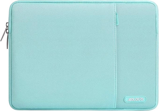 MOSISO Laptop Case 13.3 inch, 13-13.3 inch Laptop Sleeve Compatible with MacBook Air/Pro 13/Pro 14 M5 M4 M3 M2 M1, HP Dell ASUS Lenovo,Polyester Vertical Computer Sleeve Bag with Pocket, Mint Blue