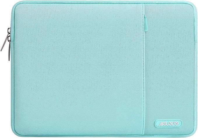 MOSISO Laptop Case 16 inch, 15-15.6 inch Laptop Sleeve Compatible with MacBook Pro 16 M5 M4 M3 M2 M1, HP Acer Dell Lenovo ASUS, Polyester Vertical Computer Sleeve Bag with Pocket, Mint Blue