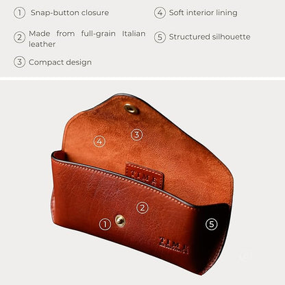 Time Resistance Leather Glasses Case - Hard Shell Leather Eyewear Holder – Sunglasses Case Handmade in Italy