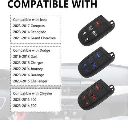 Stacool 5 Buttons Key Fob Cover,Key Fob Replacement for Protecting Remote Key,Key Fob Case Compatible with Jeep Dodge Chrysler (White)
