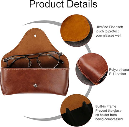 LogHog Portable Leather Glasses Case,Flexible Sunglasses Pouch Slim Case for Women Men Horizontal Eyeglass Case