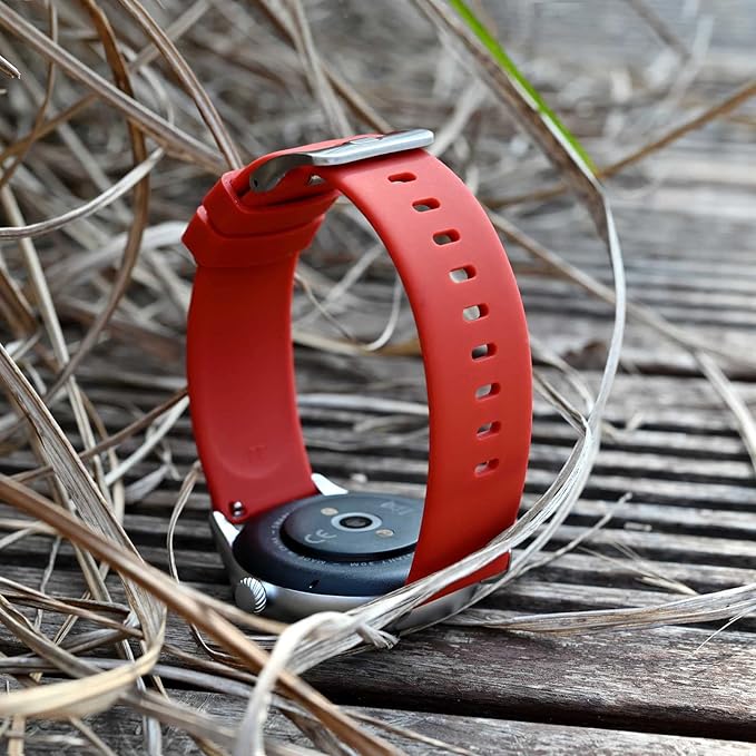 BISONSTRAP Silicone Watch Bands, Slim Watch Straps with Quick Release, 18mm, Red with Black Buckle