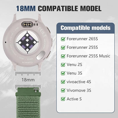 18mm 20mm 22mm Hook and Loop Watch Band Compatible with Garmin Vivoactive 5/ Vivoactive 6/ Vivoactive 3, Soft Nylon Breathable Sport Strap for Venu 2S/ Venu3S/ Forerunner 265s,Venu 3/ Venu 2 Men Women