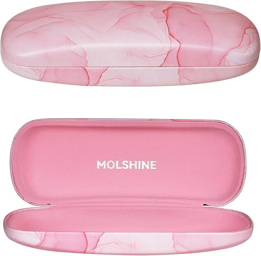 molshine Hard Shell PU Leather Glasses Case,Travel Portable Eyeglass Case for Men Women Girl Travel Study Work